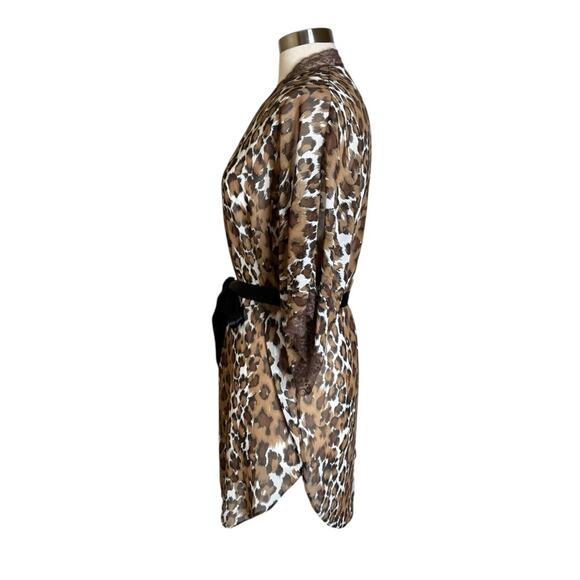 Natori Saks Fifth Avenue Vintage‎ Leopard Print Sheer Kimono Robe Womens Small - Picture 3 of 8